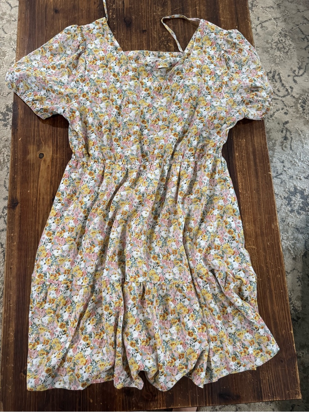 Hayden Floral Tiered Dress in Pink and Yellow
